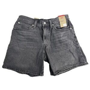 Levis 94 Baggy Shorts Womens 30 Black Gray Denim High Rise Loose Fit Mid Thigh